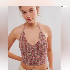 Free People Floral Halter Crop Top